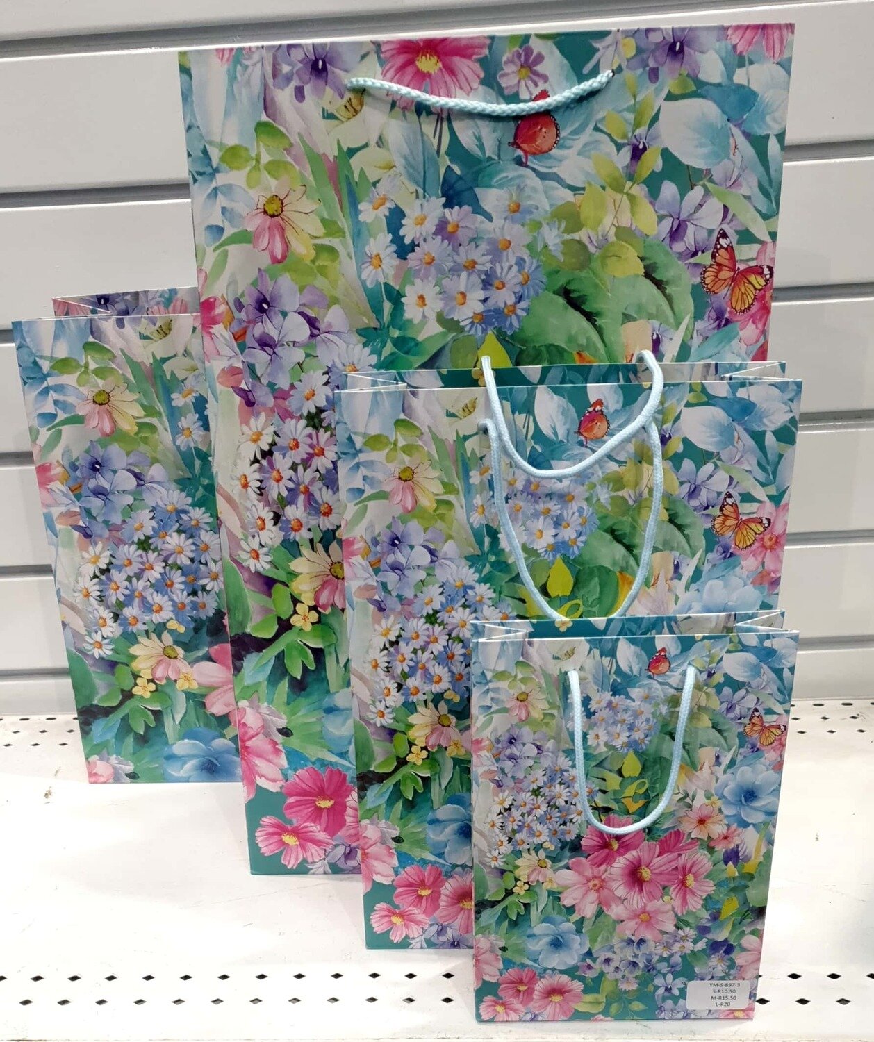 Flower Light Blue Rectangular Large Gift Bag