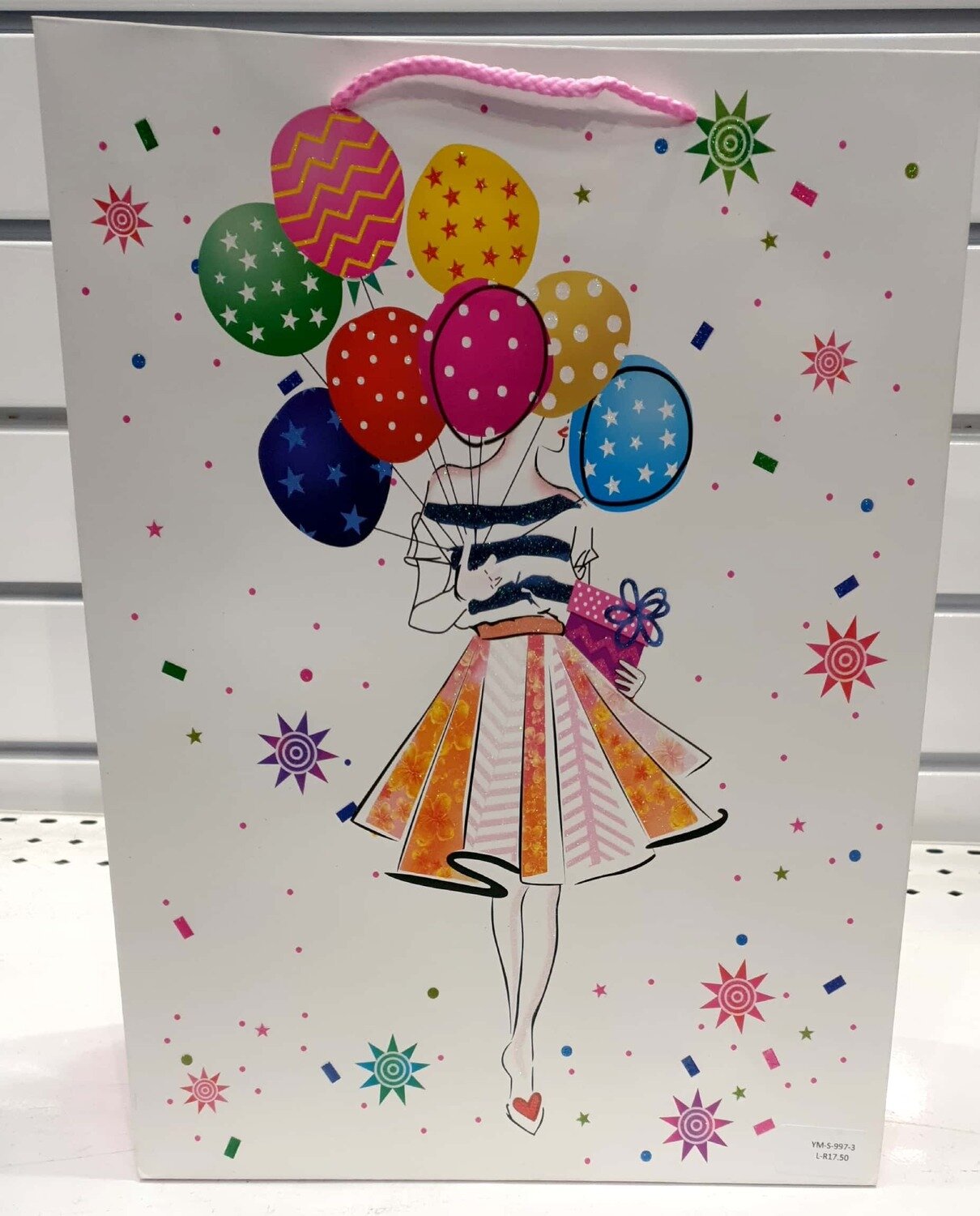 Girl With Balloons Large Gift Bag PK3 (R17.50 Each)