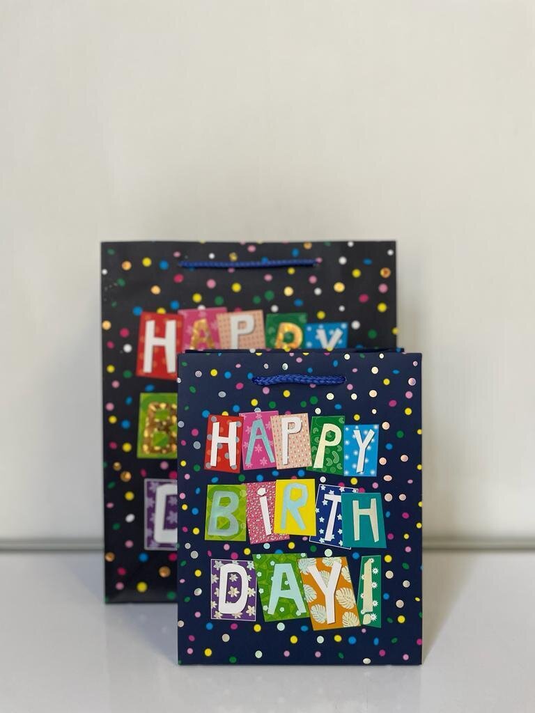 Happy Birthday Dots Blue Large Gift Bag PK3 (R17.50 Each)