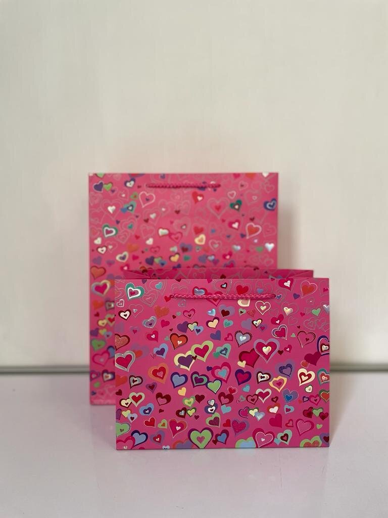 Hearts Pink Large Rectangular Gift Bag PK3 (R20 Each)