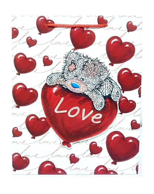 Love Teddy on Balloon  Large Gift Bag PK3 (R19.50 Each)