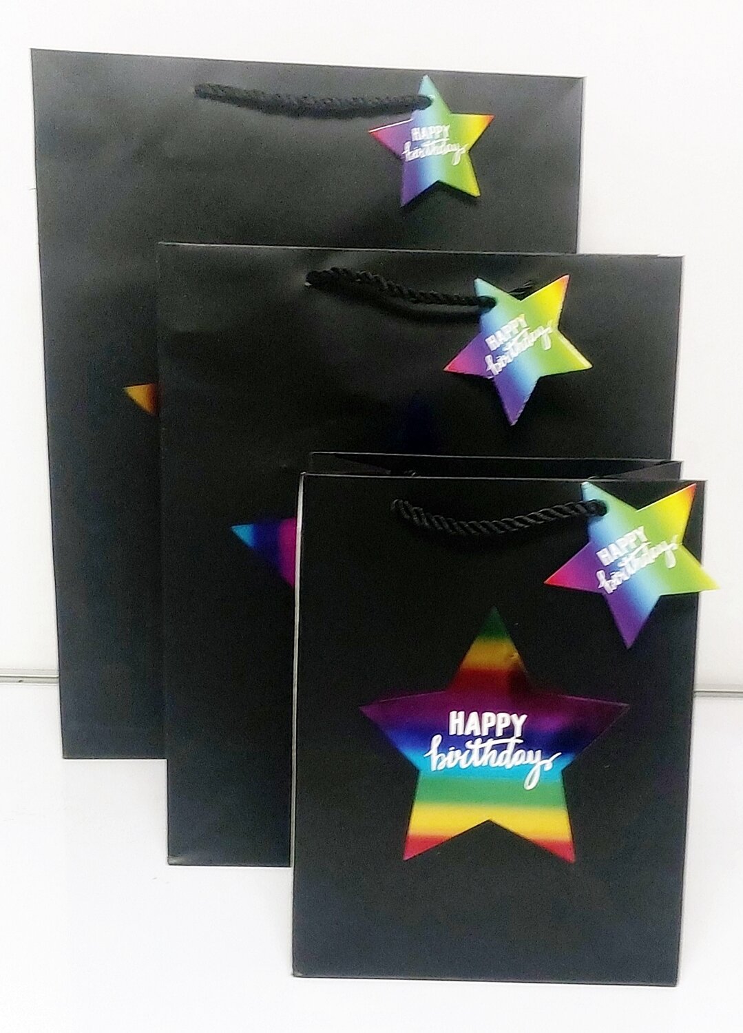 Multi-Colour Star Happy Birthday Large Gift Bag PK3 (R22.50 Each)