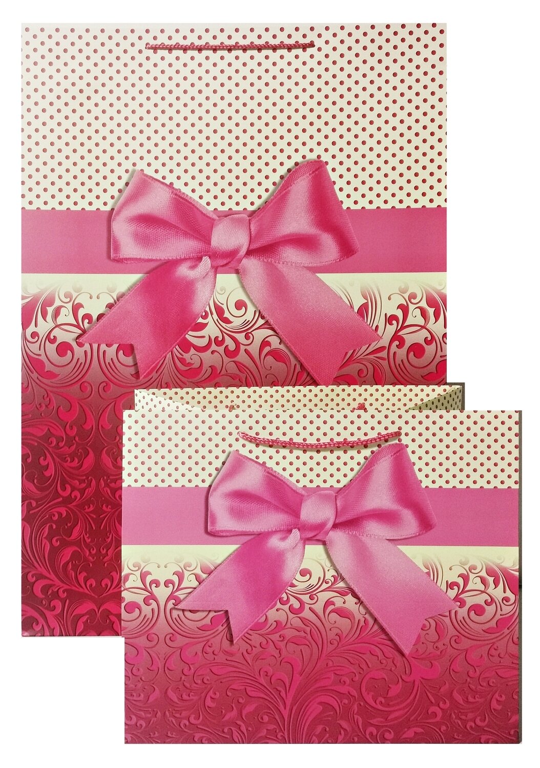 Pink Bow Rectangular XLarge Gift Bag PK3 (R32.50 Each)
