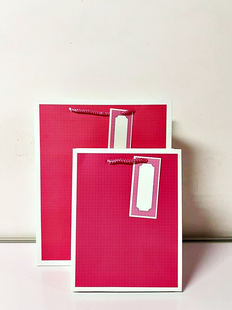 Pink Squares Large Gift Bag PK3 (R17.50 Each)
