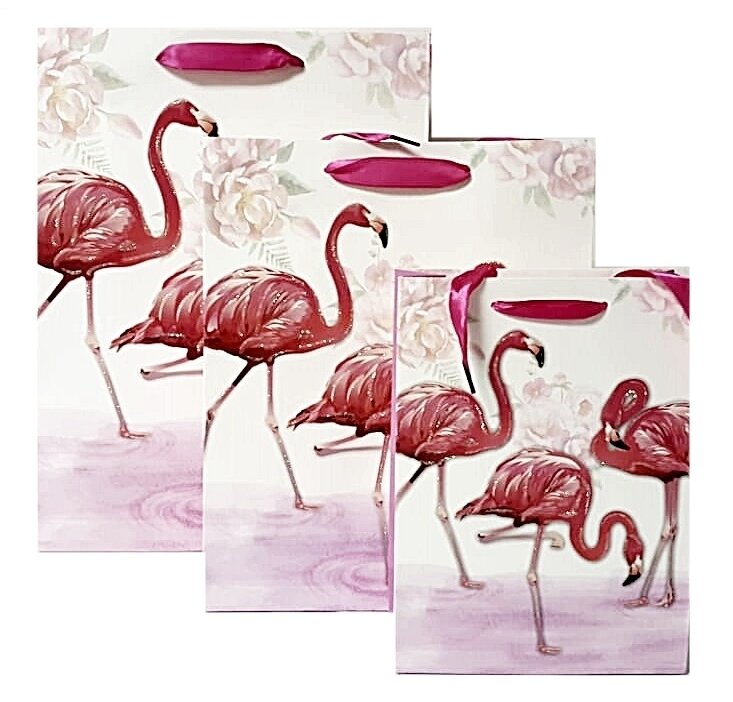 Flamingo Pink Three Gift Bag - Large