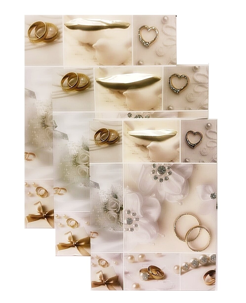 Wedding Rings With White Flowers Large Gift Bag PK3 (R13.50 Each)