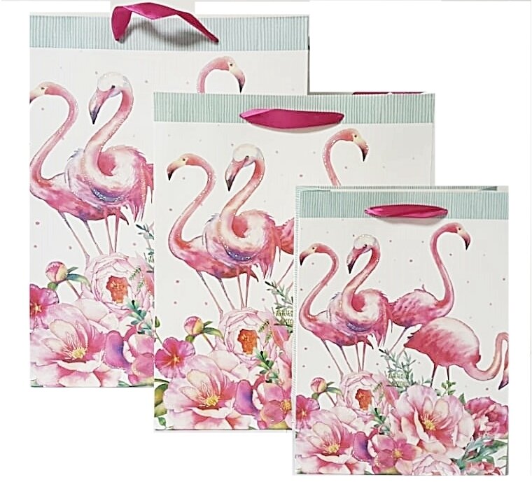 Flamingo Green Four Gift Bag - Medium PK3 (R12.50 Each)