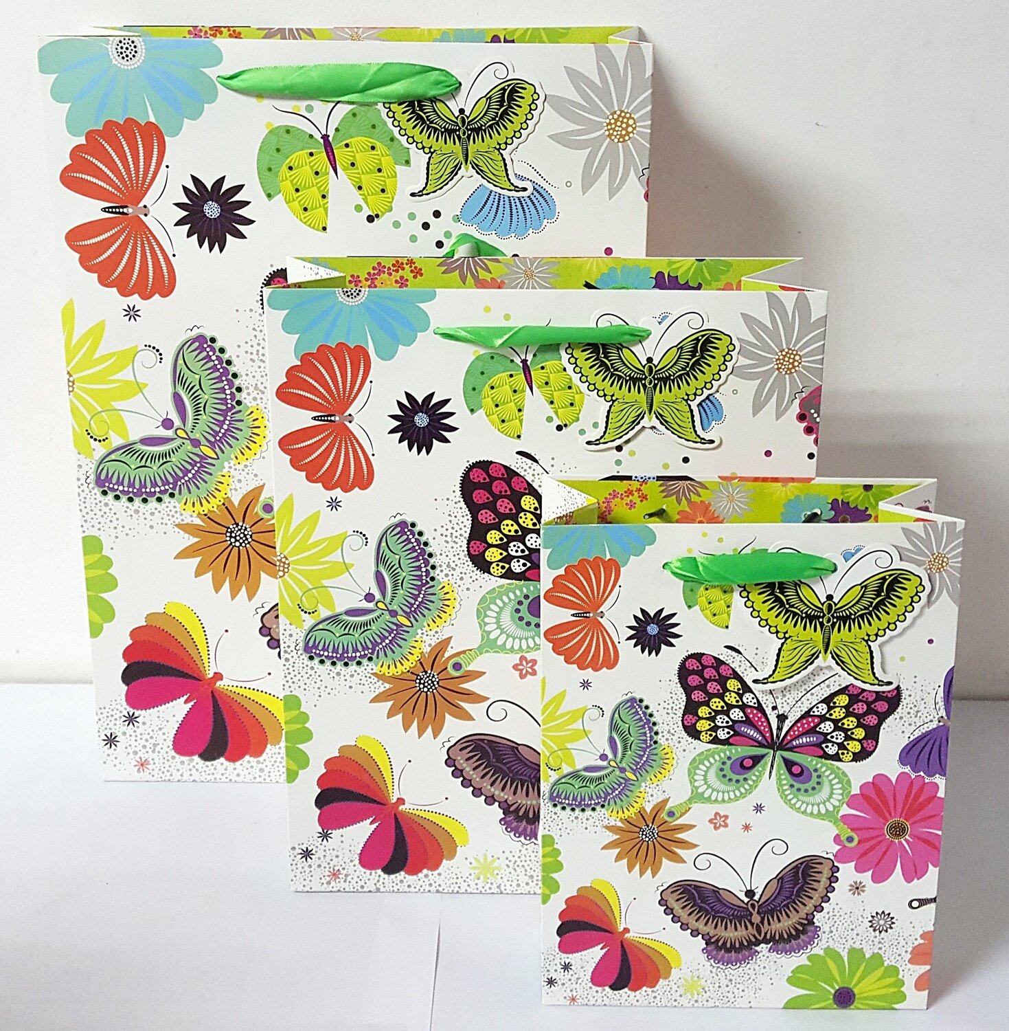 Gift Bag - Butterflies Green Medium PK3 (R12,50 Each)