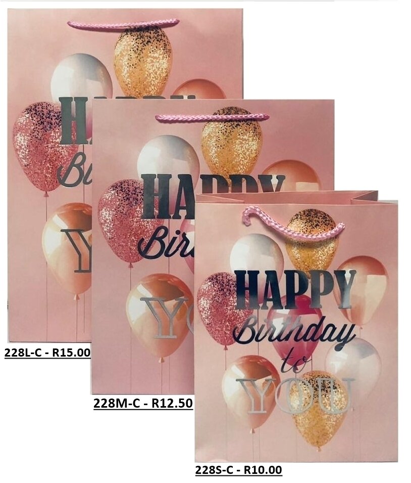 Happy Birthday Balloons Peach Gift Bag Medium