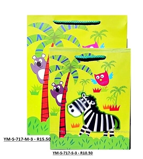 3D Zebra Medium Gift Bag PK3 (R15.50 Each)