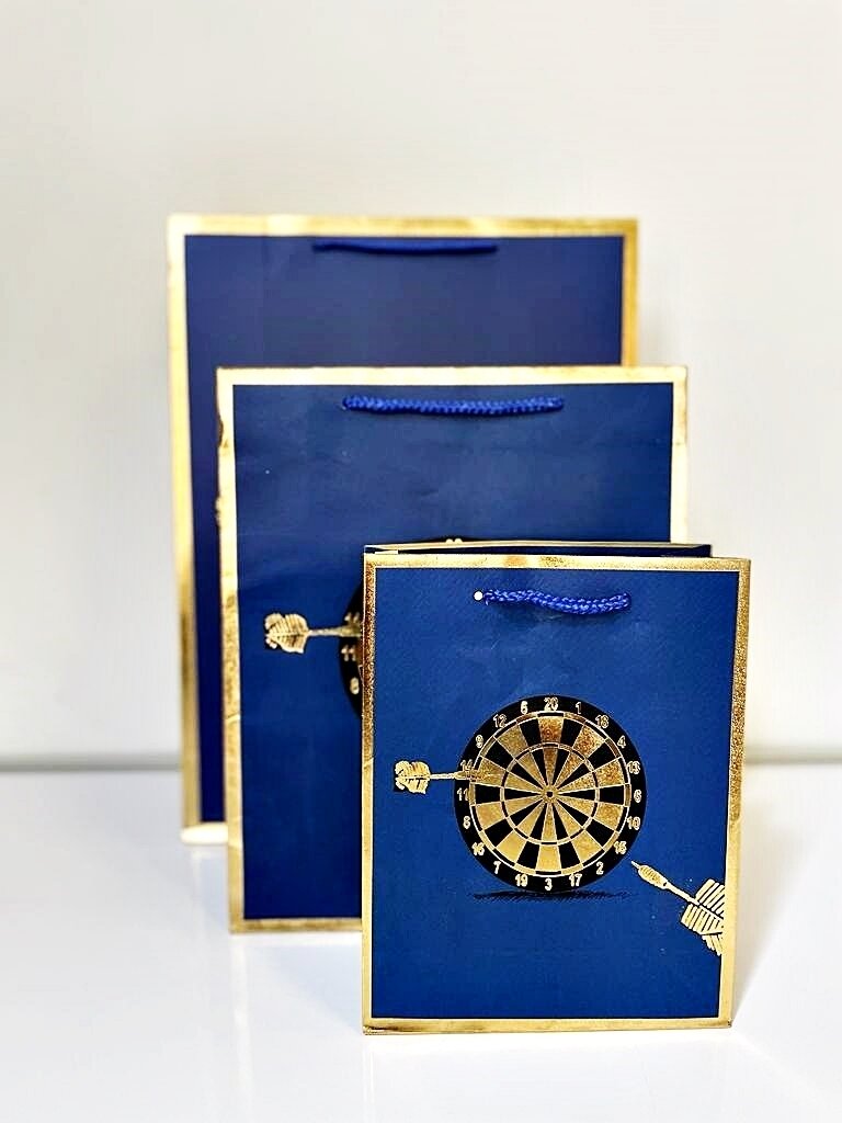 Blue with Gold Boarder Darts Medium Gift Bag PK3 (R15.50 Each)