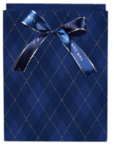 Diamond with Ribbon Navy Blue Medium Gift Bag PK3 (R22.50 Each)