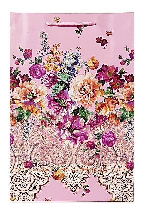 Flowers Pink Medium Gift Bag PK3 (R10.50 Each)