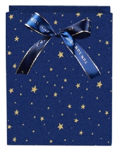 Gold Stars with Ribbon Navy Blue Medium Gift Bag