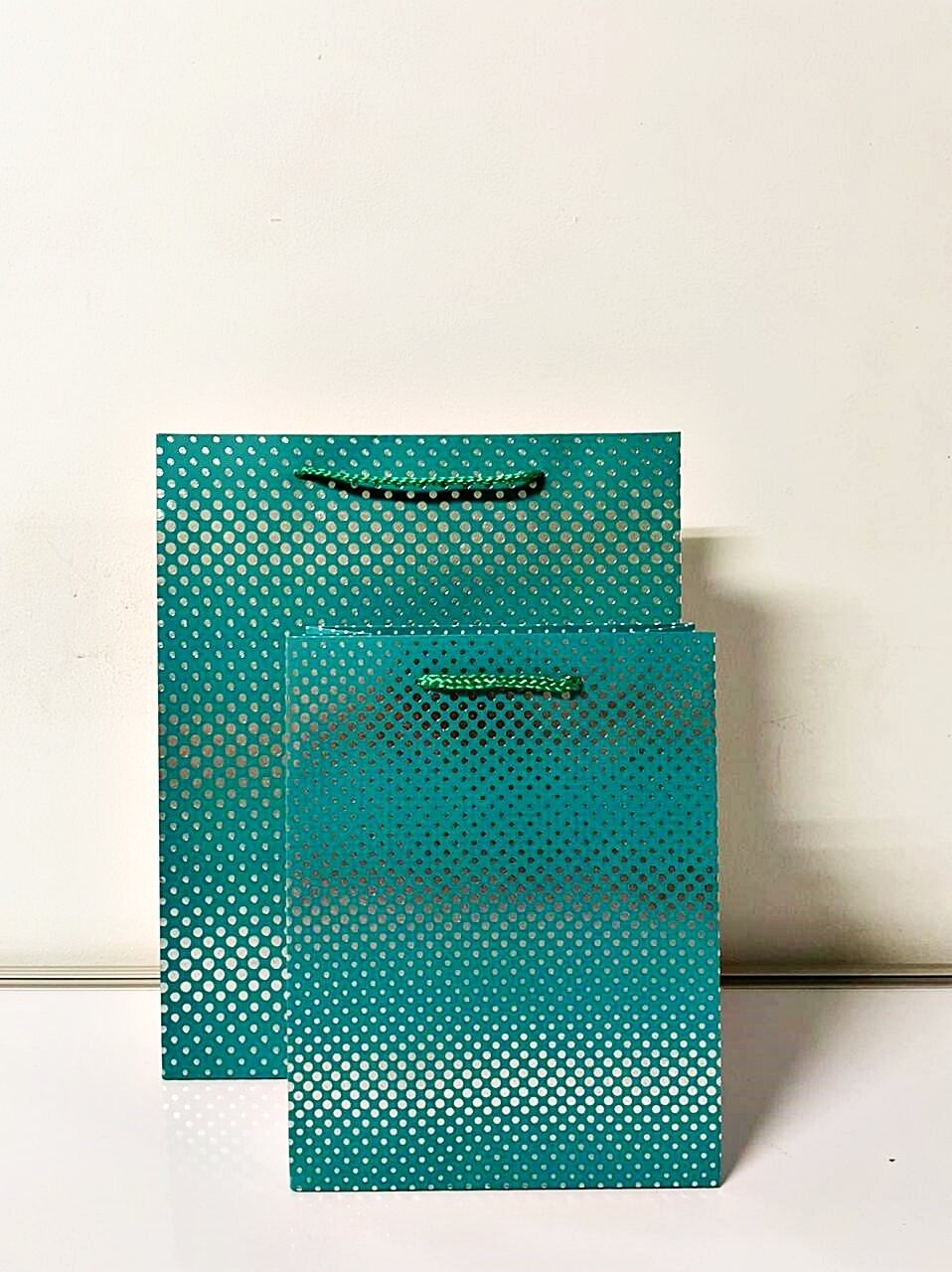 Green Small Polka Dots Medium Gift Bag PK3 (R15.50 Each)