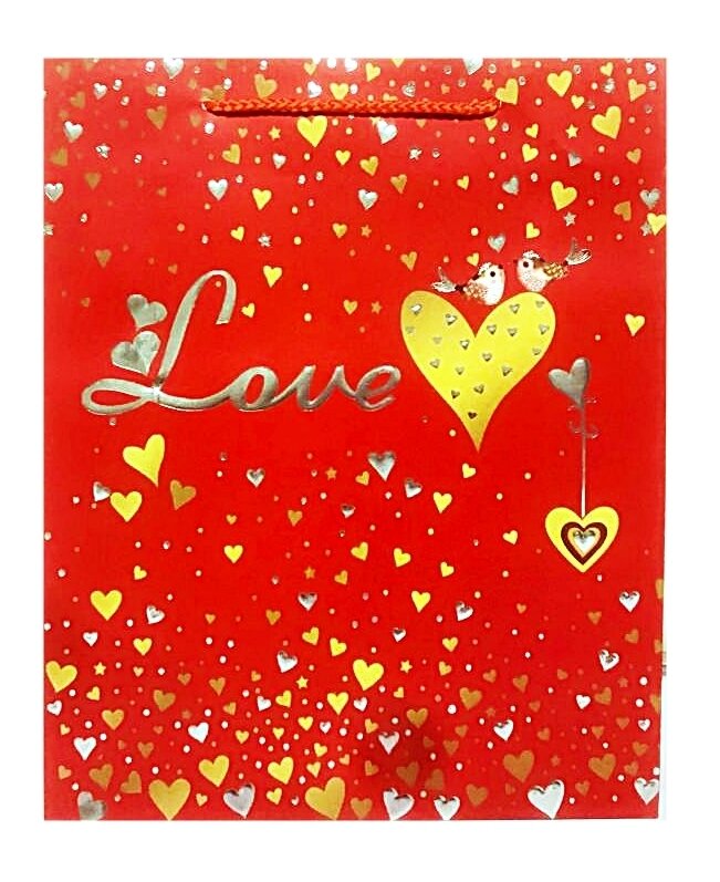 Love Hearts Red Medium Gift Bag  PK3 (R15.50 Each)