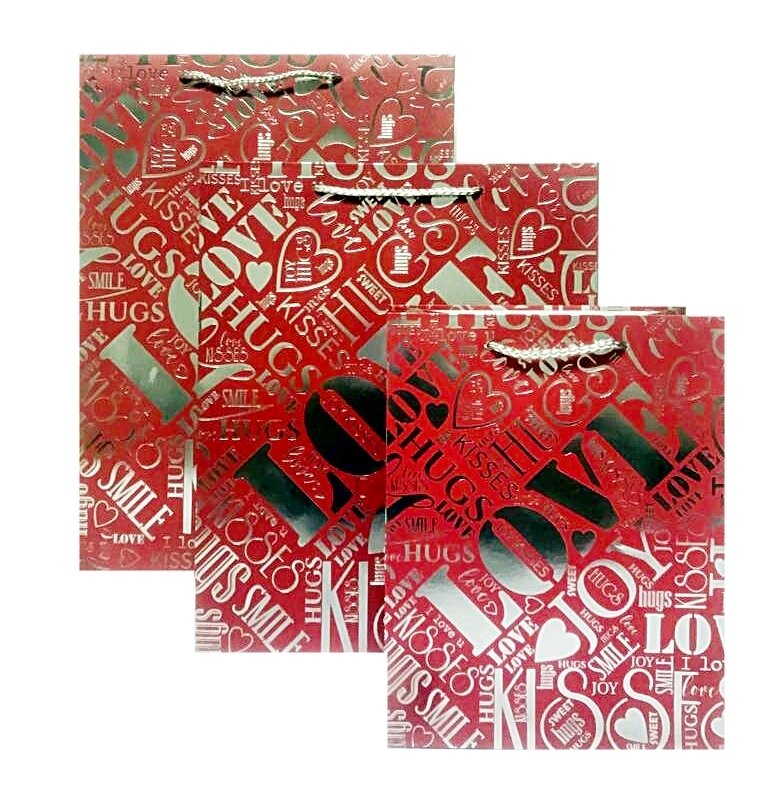 LOVE JOY Red Medium Gift Bag PK3 (R15.50 Each)