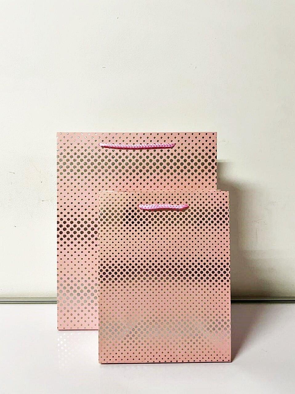 Peach Small Polka Dots Medium Gift Bag PK3 (R15.50 Each)