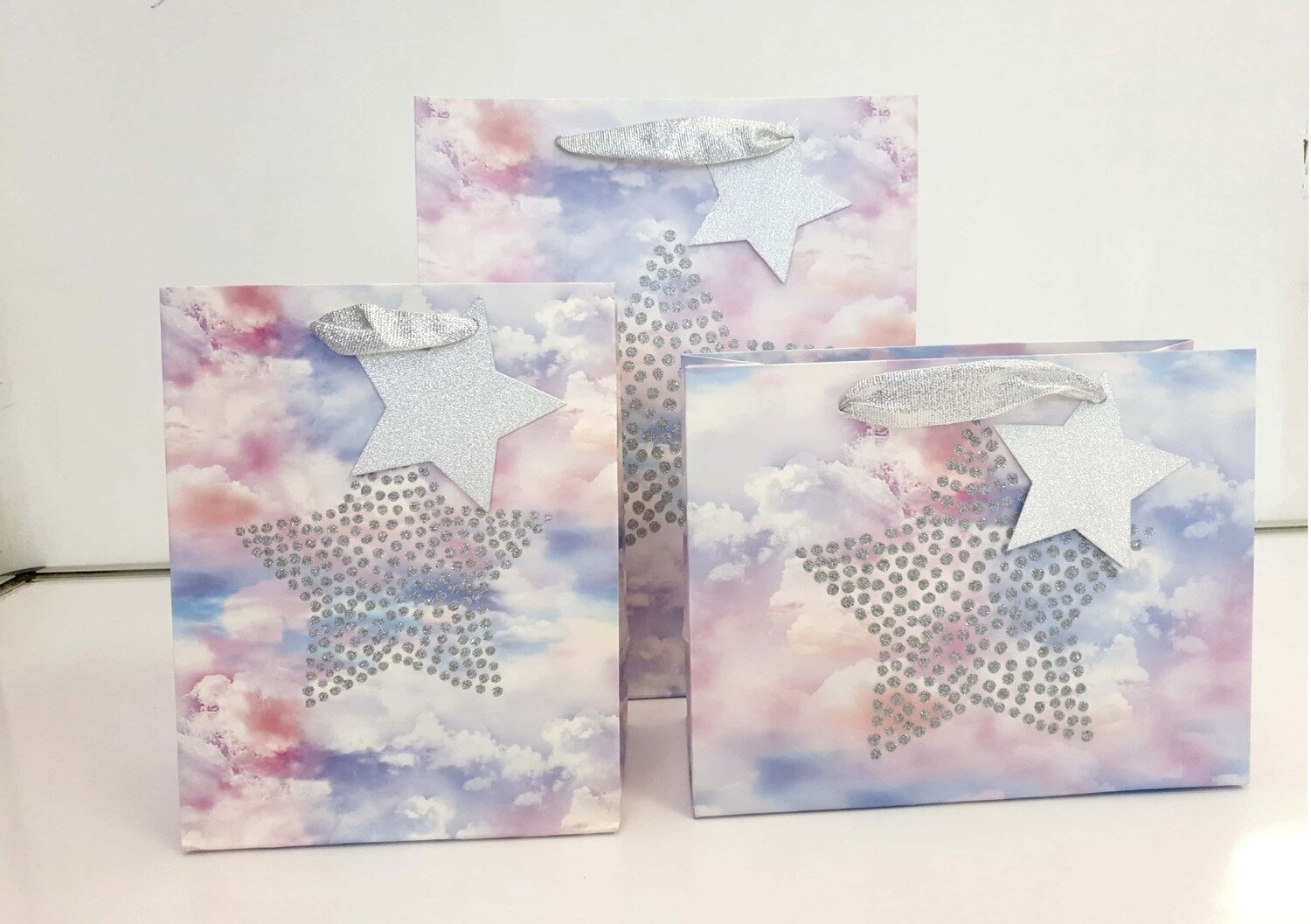 Unicorn & Stars Silver Glitter In Clouds Medium Gift Bag PK3 (R17.50 Each)