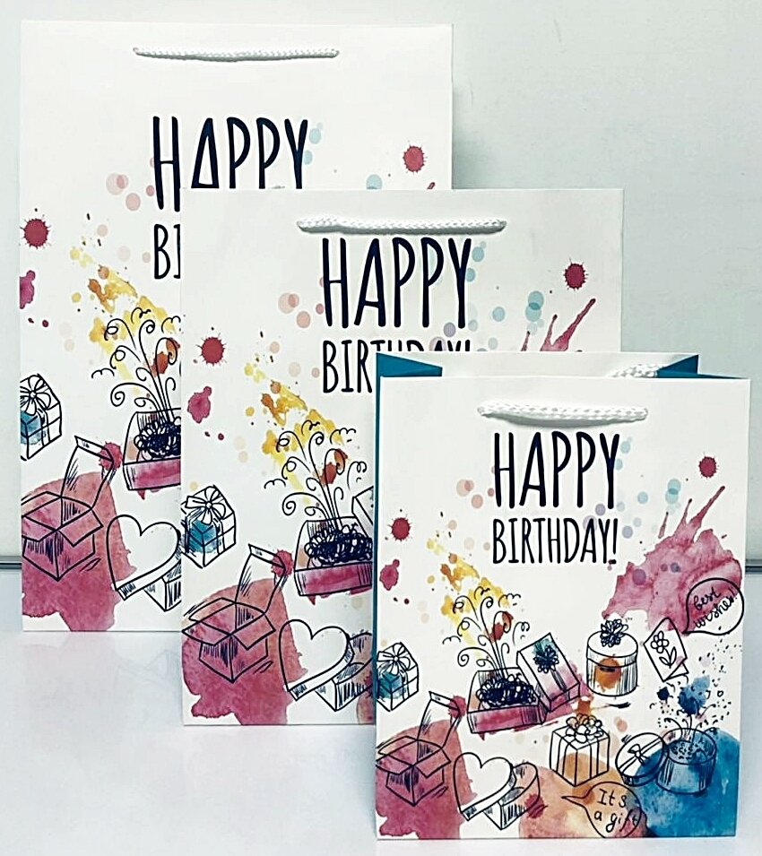 Happy Birthday Presents Splash Gift Bag Small PK3 (R10 Each)