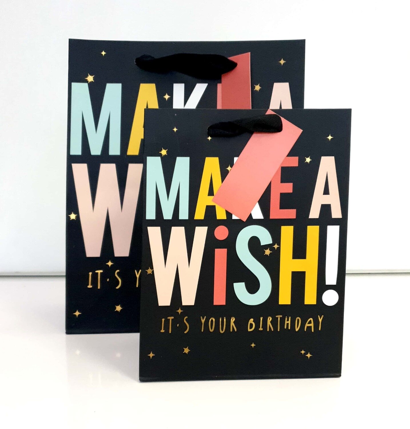 Make A Wish It's Your Birthday Black Small Gift Bag PK3 (R15 Each)