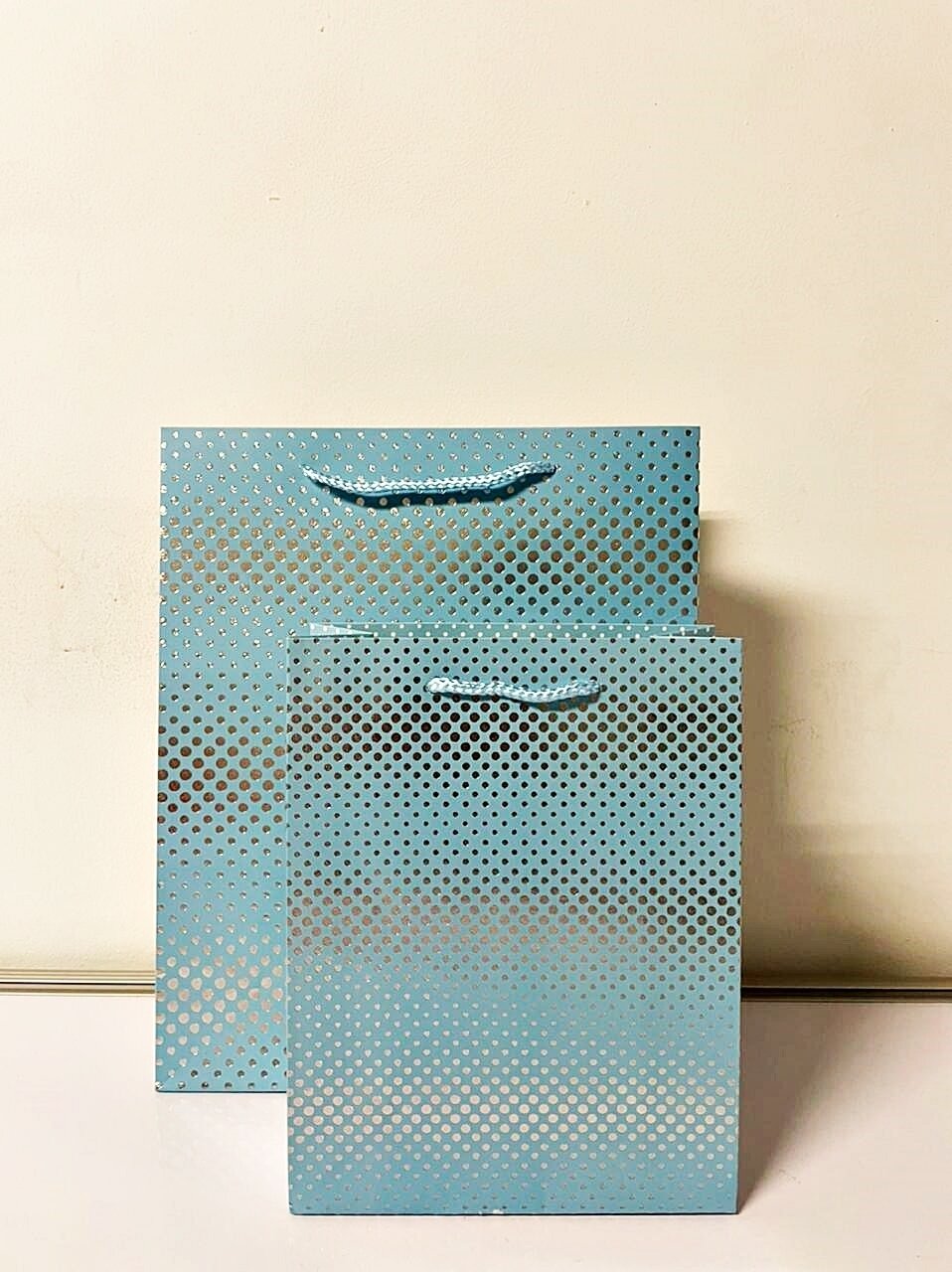 Blue Small Polka Dots Small Gift Bag PK3 (R10.50 Each)