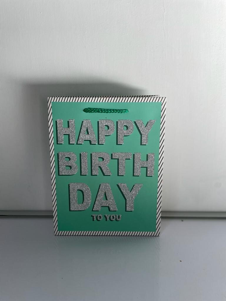Happy Birthday To You Green Small Gift Bag PK3 (R10.50 Each)