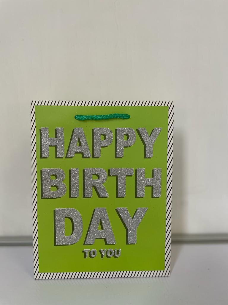 Happy Birthday To You Lime Green Small Gift Bag PK3 (R10.50 Each)