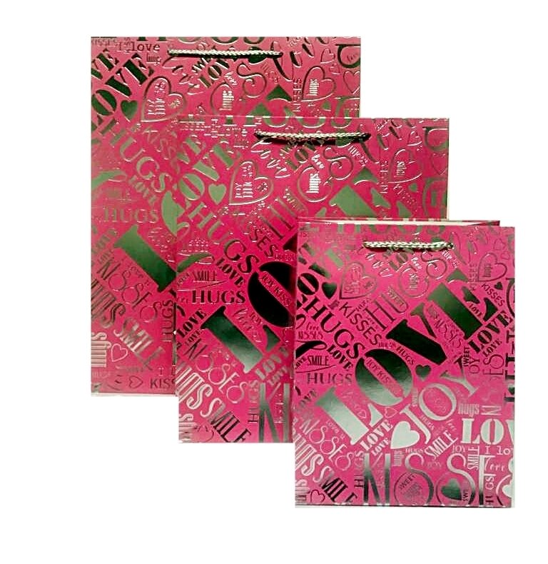 LOVE JOY Pink Small Gift Bag PK3 (R10.50 Each)