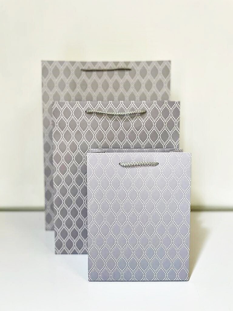 Oval Shape & Dots Grey Gift Bag Small PK3 (R10.50 Each)