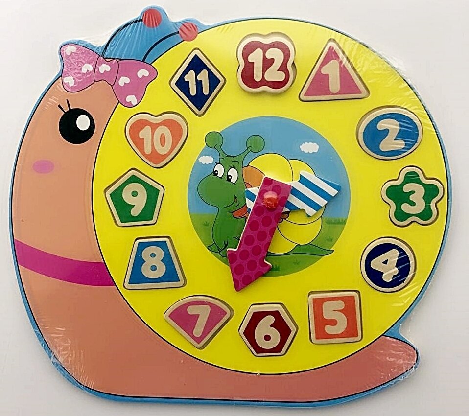 Wooden Clock Puzzle - Pink Snail