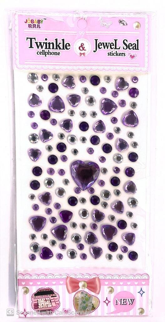 Twinkle Jewel Seal Stickers Purple Hearts