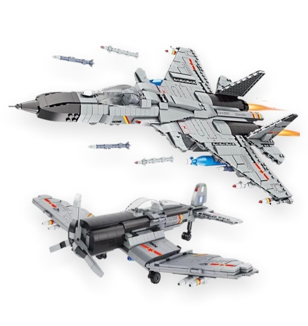 Forange Block - XL 2 in 1 Military Fighter Jet - DIY Building Blocks Toys