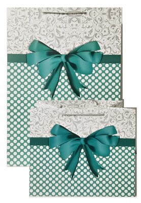 Green Bow Extra Large Gift Bag PK3 (R39.50 Each)