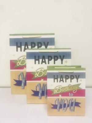 Happy Birthday To You Large Gift Bag PK3 (R19.50 Each)