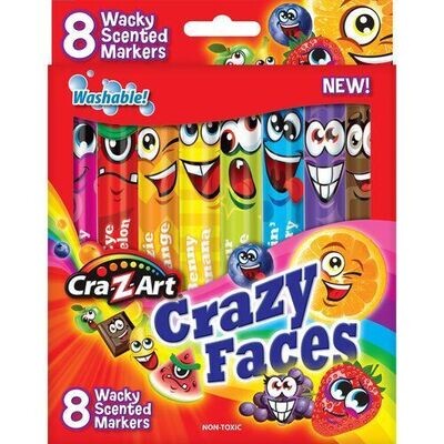 Crazart crazy faces wacky scented markers 8PCS