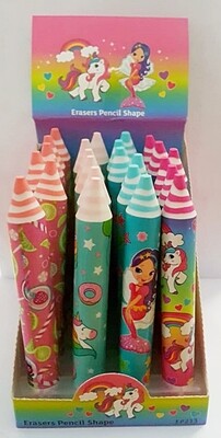 Unicorn &amp; Mermaid Eraser Pencil Shape 24PC
