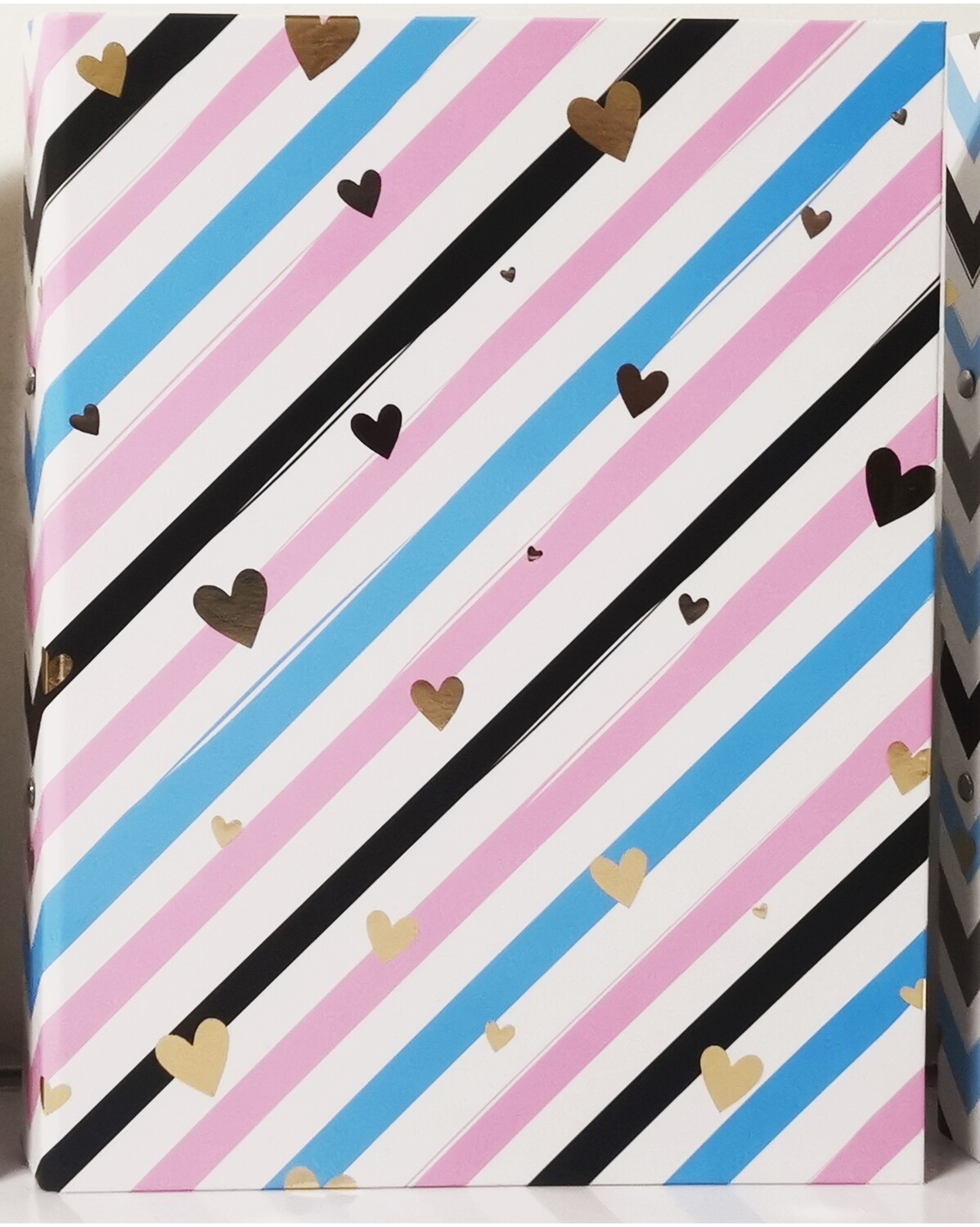 Clip Board diagonal lines with Hearts Pink