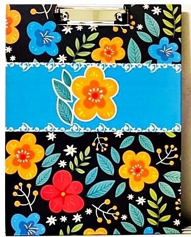 Clip Board Flowers Blue