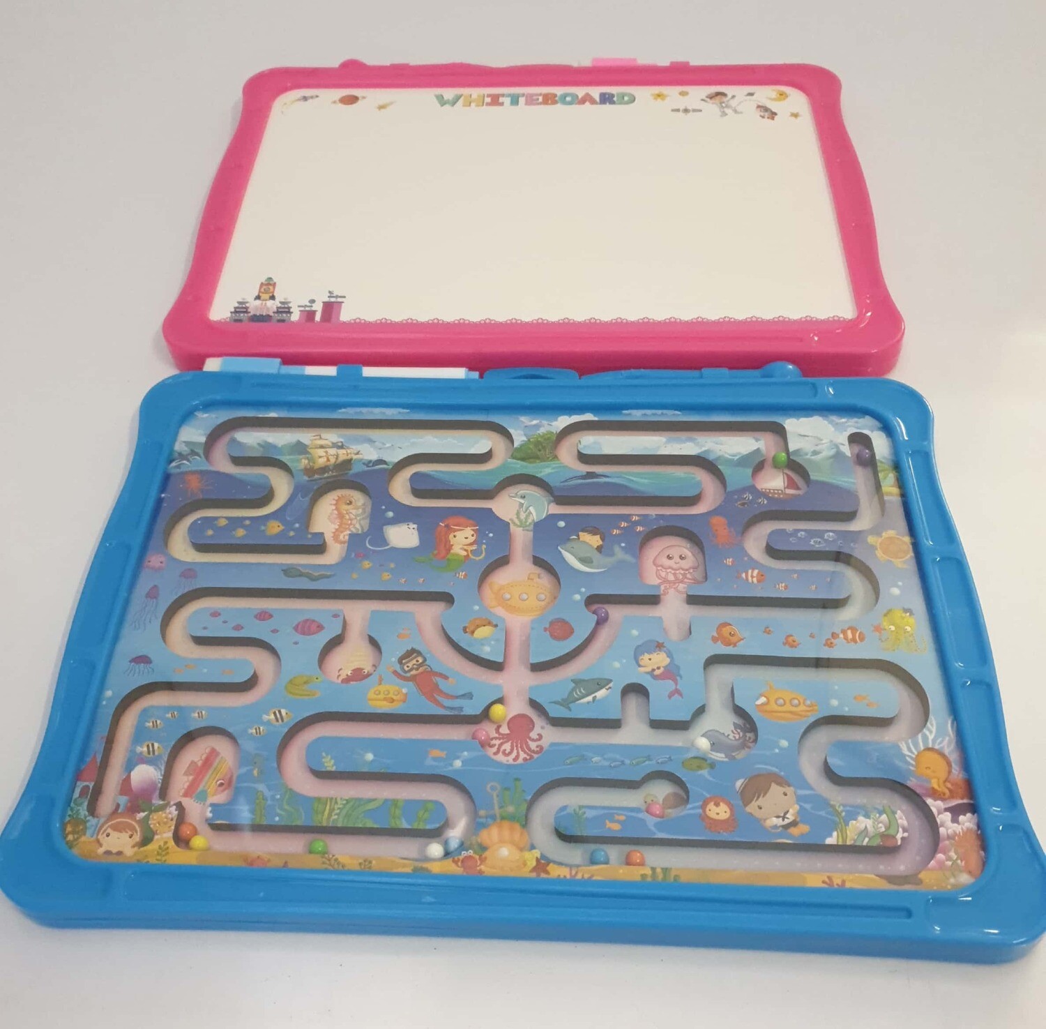 Drawing White Board Blue with Magnetic Maze Game (31cm X 23cm)