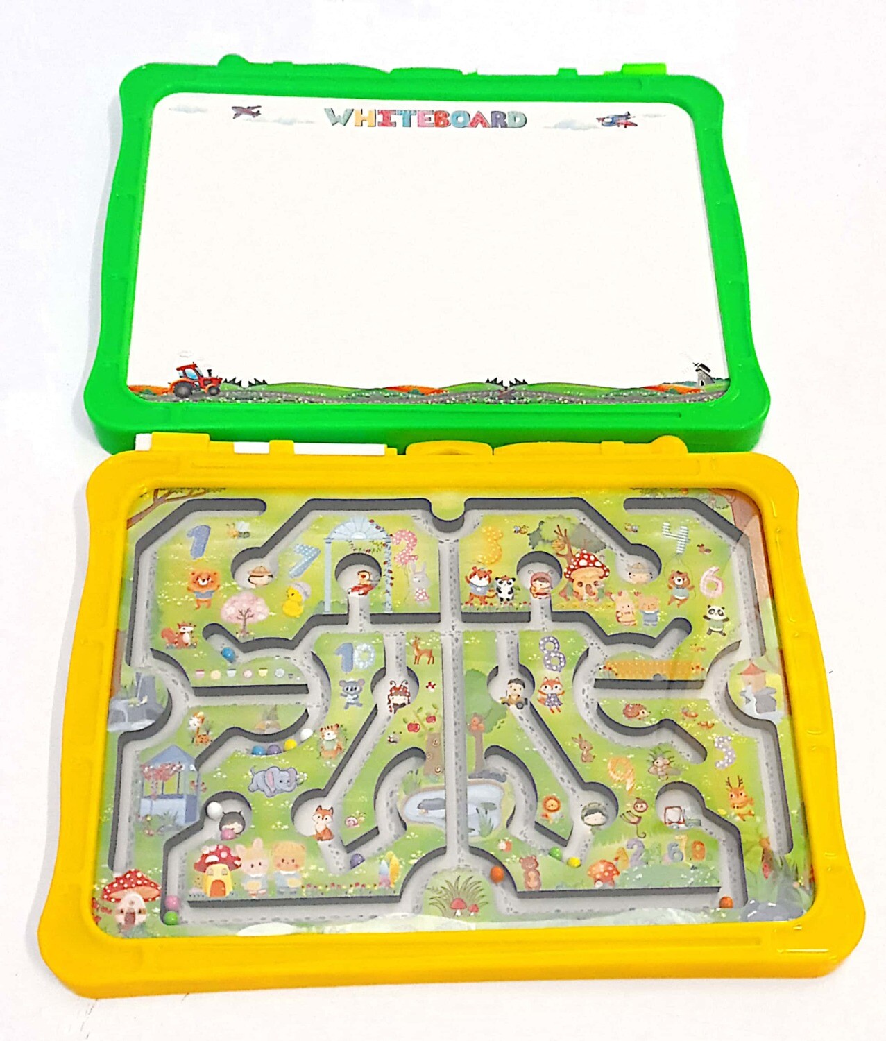 Drawing White Board Yellow with Magnetic Maze Game (31cm X 23cm)