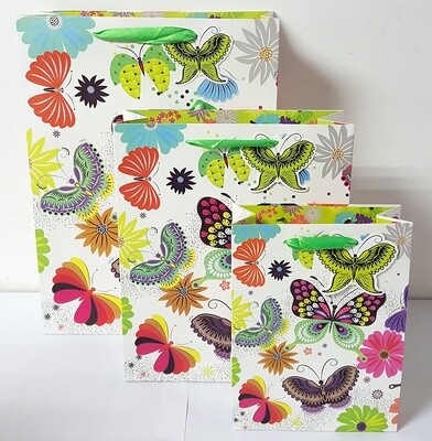 Gift Bag - Butterflies Green Large PK3 (R15,50 Each)
