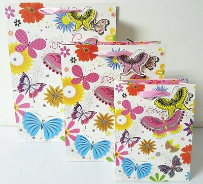 Gift Bag - Butterflies Pink Medium PK3 (R12,50 Each)