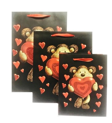 Gift Bag - Teddy with Heart Large PK3 (R15.50 Each)