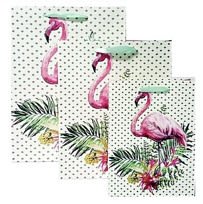 Flamingo Green Gift Bag - Medium PK3 (R12.50 Each)