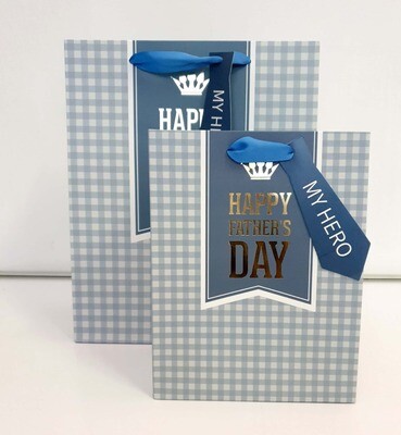 My Hero Happy Fathers Day Blue Scotch Large Gift Bag PK3 (R22.50 Each)