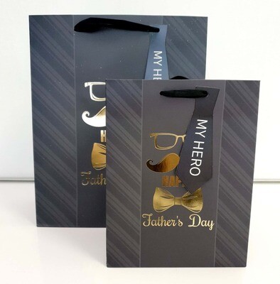 My Hero Happy Fathers Day Grey Diagonal Lines Large Gift Bag PK3 (R22.50 Each)