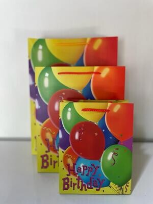 Happy Birthday Balloons Yellow Large Gift Bag PK3 (R19 Each)