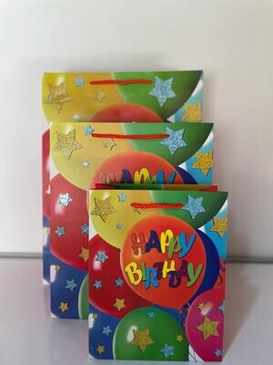 Happy Birthday Balloons with Stars Large Gift Bag PK3 (R19 Each)