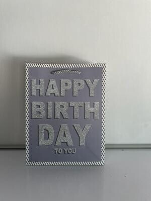 Happy Birthday To You Grey Large Gift Bag PK3 (R17.50 Each)